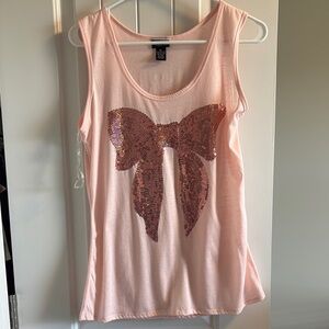 Rue21 Pink Sequin Bow Tank Top